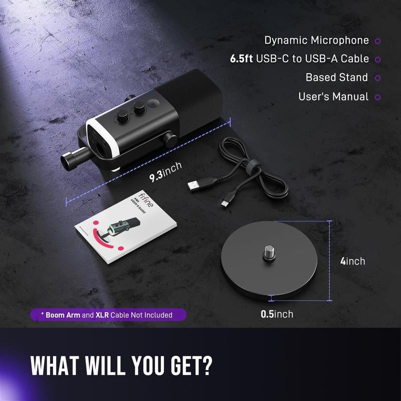 FIFINE AM8 XLR/USB Gaming Microphone for Podcast Recording, Dynamic RGB Microphone with Quick Mute, Headphone Jack, Gain Knob, Volume Control, Desktop Computer Mic for PC Gamer, XLR Mic for Audio Interface Mixer