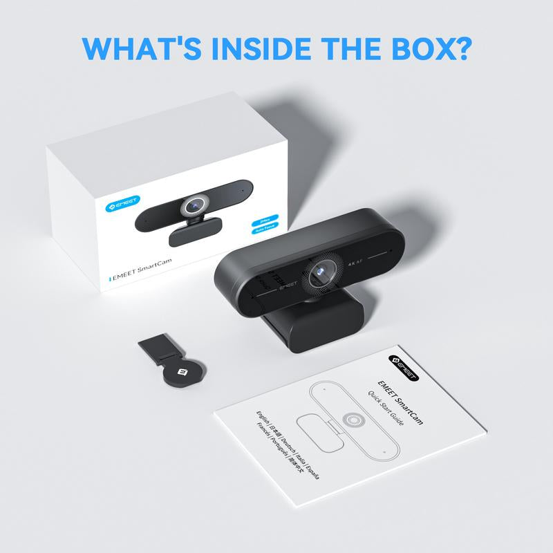 EMEET C60E 4K/2K/1080P Webcam Streaming Camera for PC, Laptop, Gaming Accessories, Ultra HD, 1080P@60Fps Fast Autofocus, Wireless Fill Light, Plug & Play with Privacy Cover, Game Changer Webcam 4K for Streaming Living Home Office