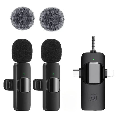 Upgraded Wireless Lavalier Microphone for Iphone Camera PC Computer for Interviews Live Podcast Audio Video Recording Mic Vlog