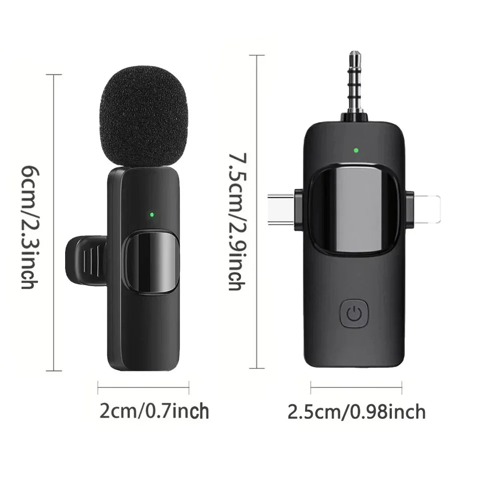 Upgraded Wireless Lavalier Microphone for Iphone Camera PC Computer for Interviews Live Podcast Audio Video Recording Mic Vlog