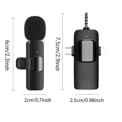 Upgraded Wireless Lavalier Microphone for Iphone Camera PC Computer for Interviews Live Podcast Audio Video Recording Mic Vlog