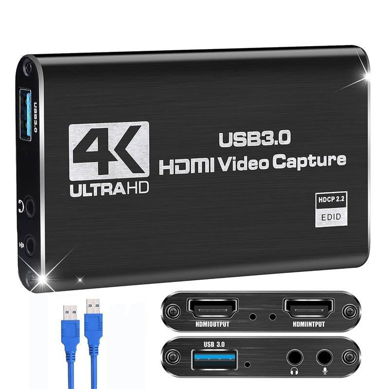 Capture Card, Audio Video Capture Card with Microphone 4K HDMI Loop-Out, 1080P 60Fps Video Recorder for Gaming/Live Streaming/Video Conference, Works for Nintendo Switch/Ps4/Obs/Camera/Pc Accessories