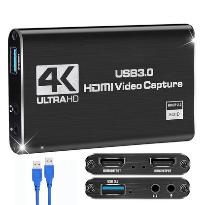 Capture Card, Audio Video Capture Card with Microphone 4K HDMI Loop-Out, 1080P 60Fps Video Recorder for Gaming/Live Streaming/Video Conference, Works for Nintendo Switch/Ps4/Obs/Camera/Pc Accessories